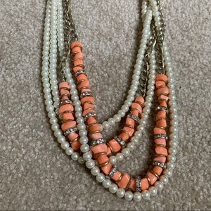 J. Crew coral and pearl statement necklace
